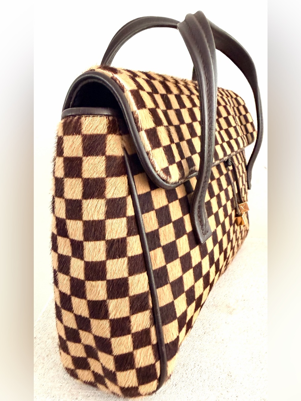 LOUIS VUITTON Damier Sauvage Lion M92131 Calf Hair Handbag Rare - Picture 5 of 16